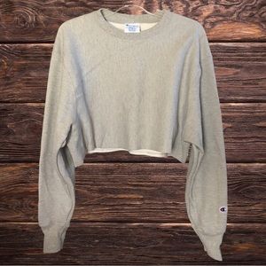 🛑 SOLD New Without Tags Champion Cropped Sweatshirt Size Small Gray Reverse